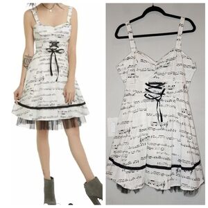 Hot Topic Music Note Black White Fit and Flare Dress size XXL